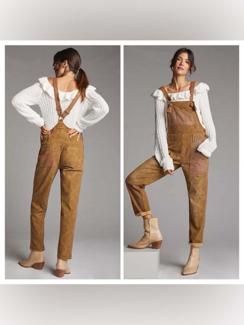 Anthropologie Pilcro Wanderer Overalls 26 Distressed Paisley Patchwork Boho Y2K